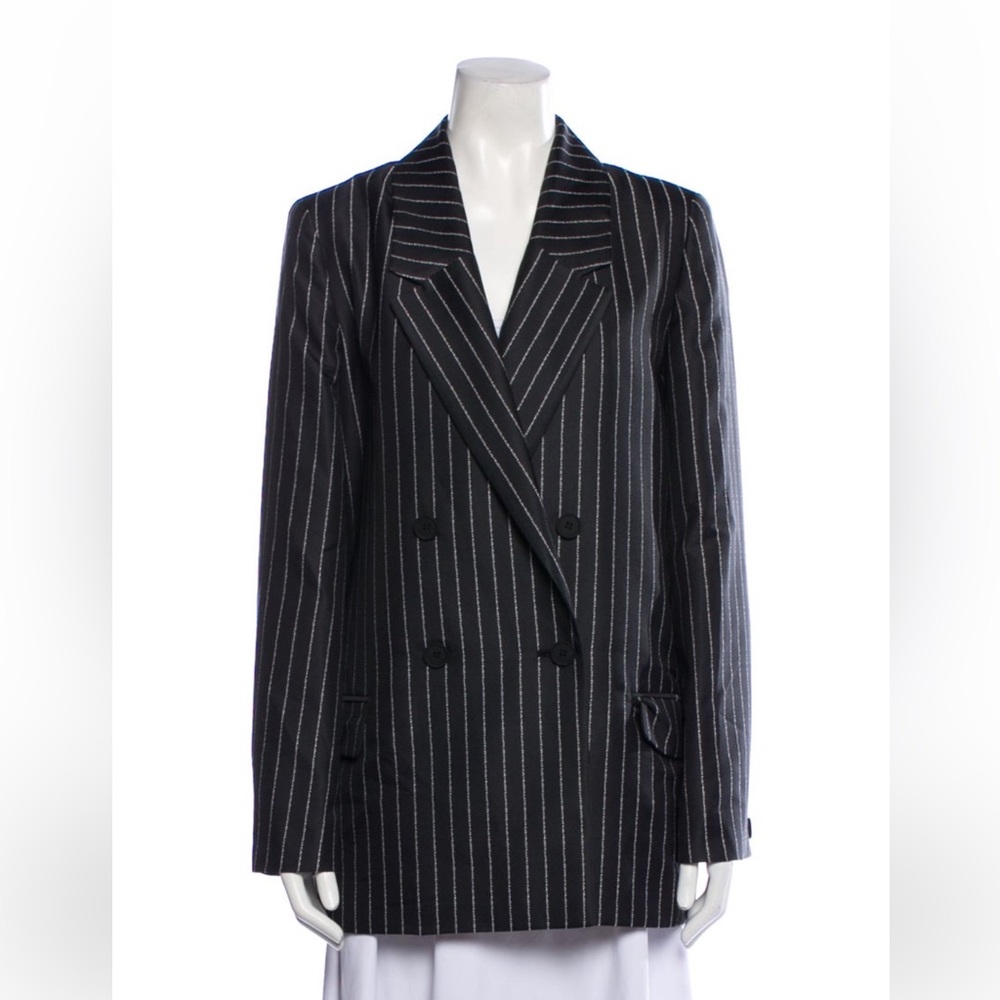 All Saints Black Pinstripe Blazer